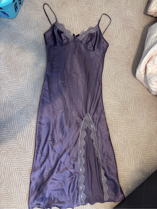 Other - Lace-Trim Satin Slip Dress in Deep Purple